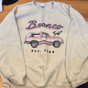 Bronco Beige Graphic Crewneck Sweater